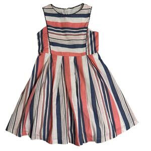 NWOT Pippa & Julie Sleeveless Striped Dress Coral & Blue Girls 14